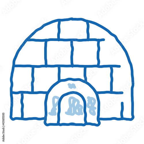 igloo icehouse doodle icon hand drawn illustration