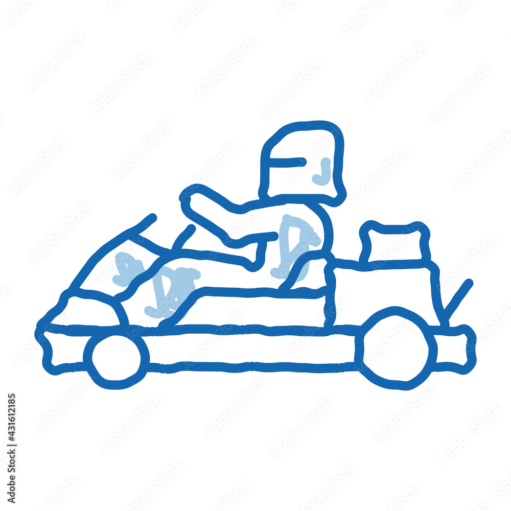 driver driving kart doodle icon hand drawn illustration