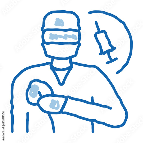 anesthesiologist medical worker doodle icon hand drawn illustration