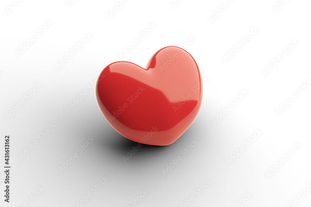 3D render heart. Red realistic heart with shadow isolated on white background. 3D render heart. Red realistic heart with shadow isolated on white background.