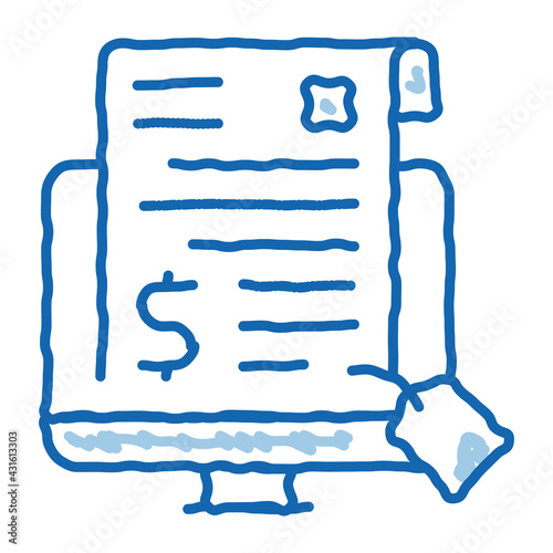 electronic license buying doodle icon hand drawn illustration