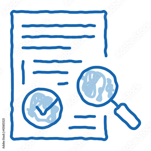 researching and approve license doodle icon hand drawn illustration