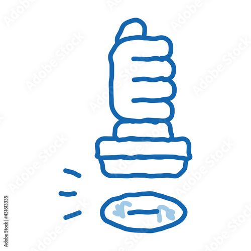seal stamping on license doodle icon hand drawn illustration