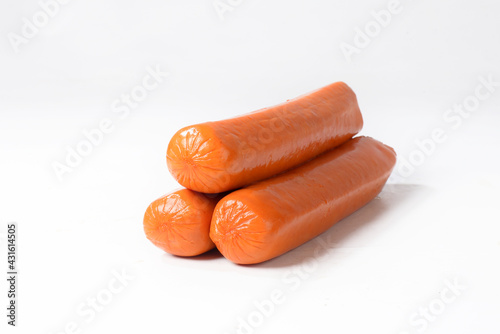 Hot dog sausages on a white background photo