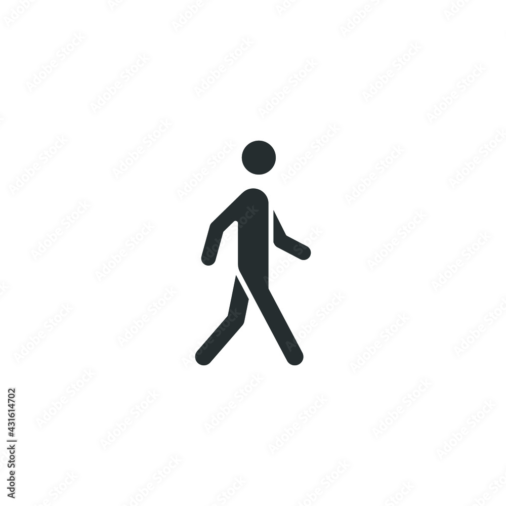 Walk glyph icon. Simple solid style. Pedestrian, man, pictogram, human, side, walkway concept symbol. Vector illustration isolated on white background. EPS 10.