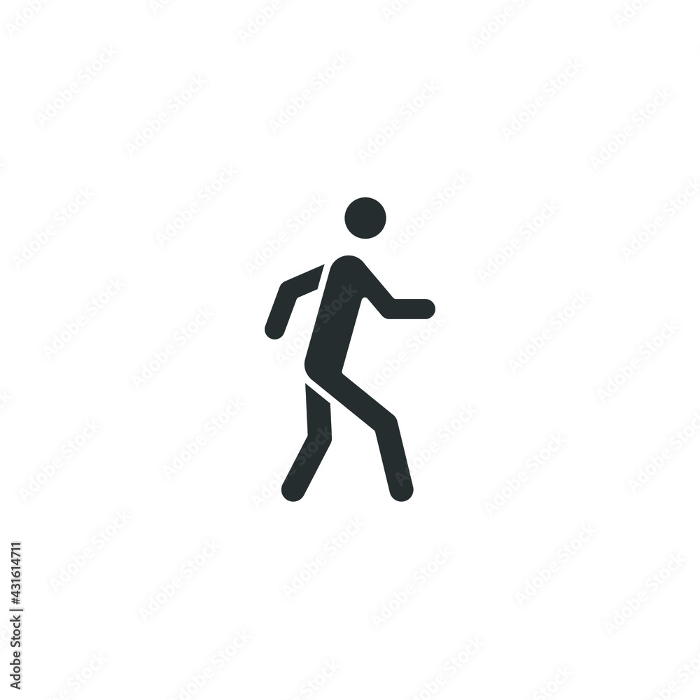 Walk glyph icon. Simple solid style. Pedestrian, man, pictogram, human, side, walkway concept symbol. Vector illustration isolated on white background. EPS 10.