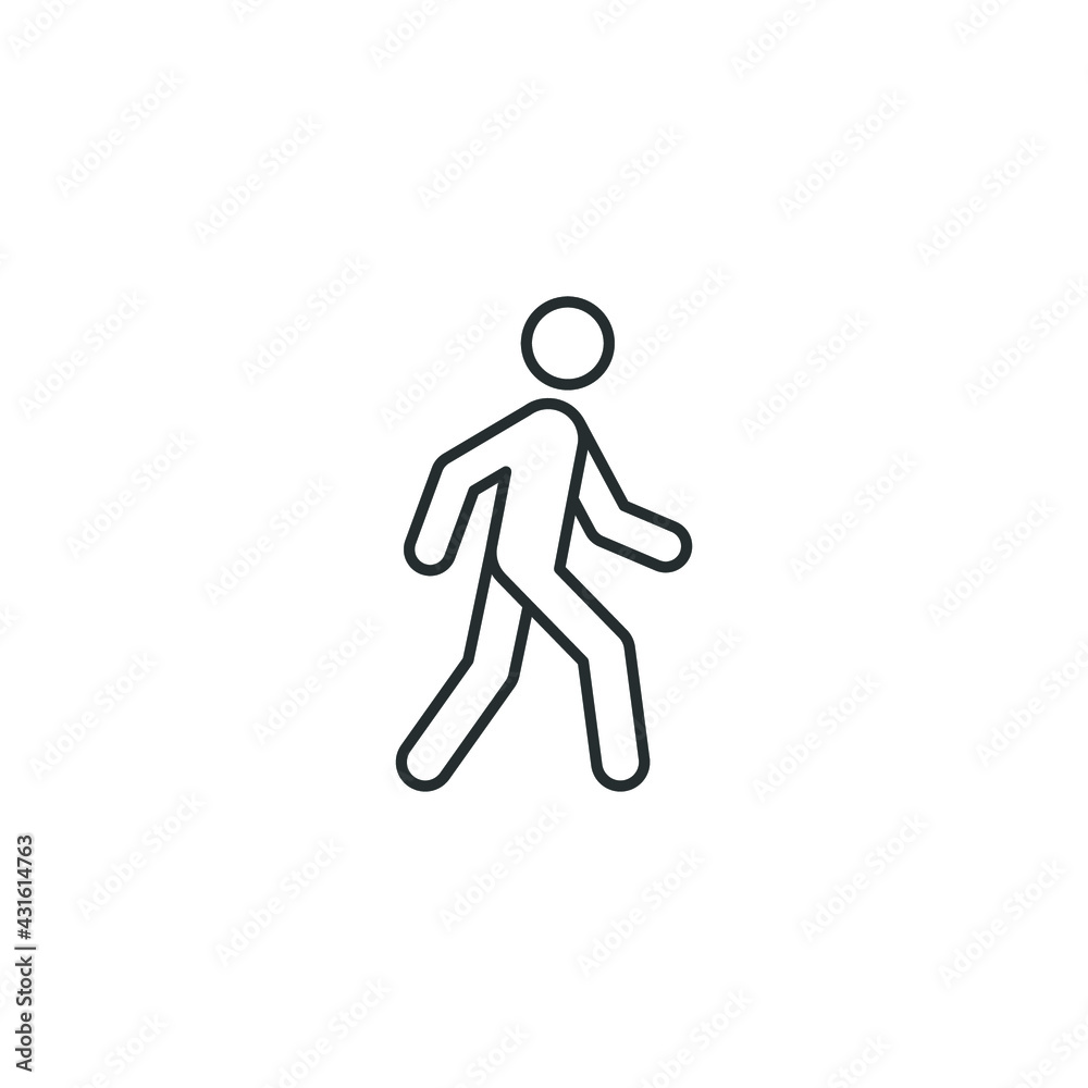 Walk line icon. Simple outline style. Pedestrian, man, pictogram, human, side, walkway concept symbol. Vector illustration isolated on white background. EPS 10. Walk line icon. Simple outline style. Pedestrian, man, pictogram, human, side, walkway concept symbol. Vector illustration isolated on white background. EPS 10.