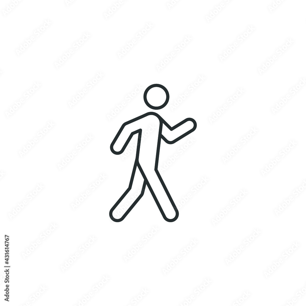 Fototapeta premium Walk line icon. Simple outline style. Pedestrian, man, pictogram, human, side, walkway concept symbol. Vector illustration isolated on white background. EPS 10.