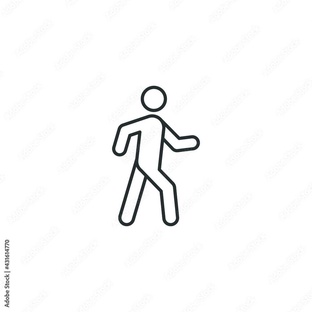 Walk line icon. Simple outline style. Pedestrian, man, pictogram, human, side, walkway concept symbol. Vector illustration isolated on white background. EPS 10. Walk line icon. Simple outline style. Pedestrian, man, pictogram, human, side, walkway concept symbol. Vector illustration isolated on white background. EPS 10.