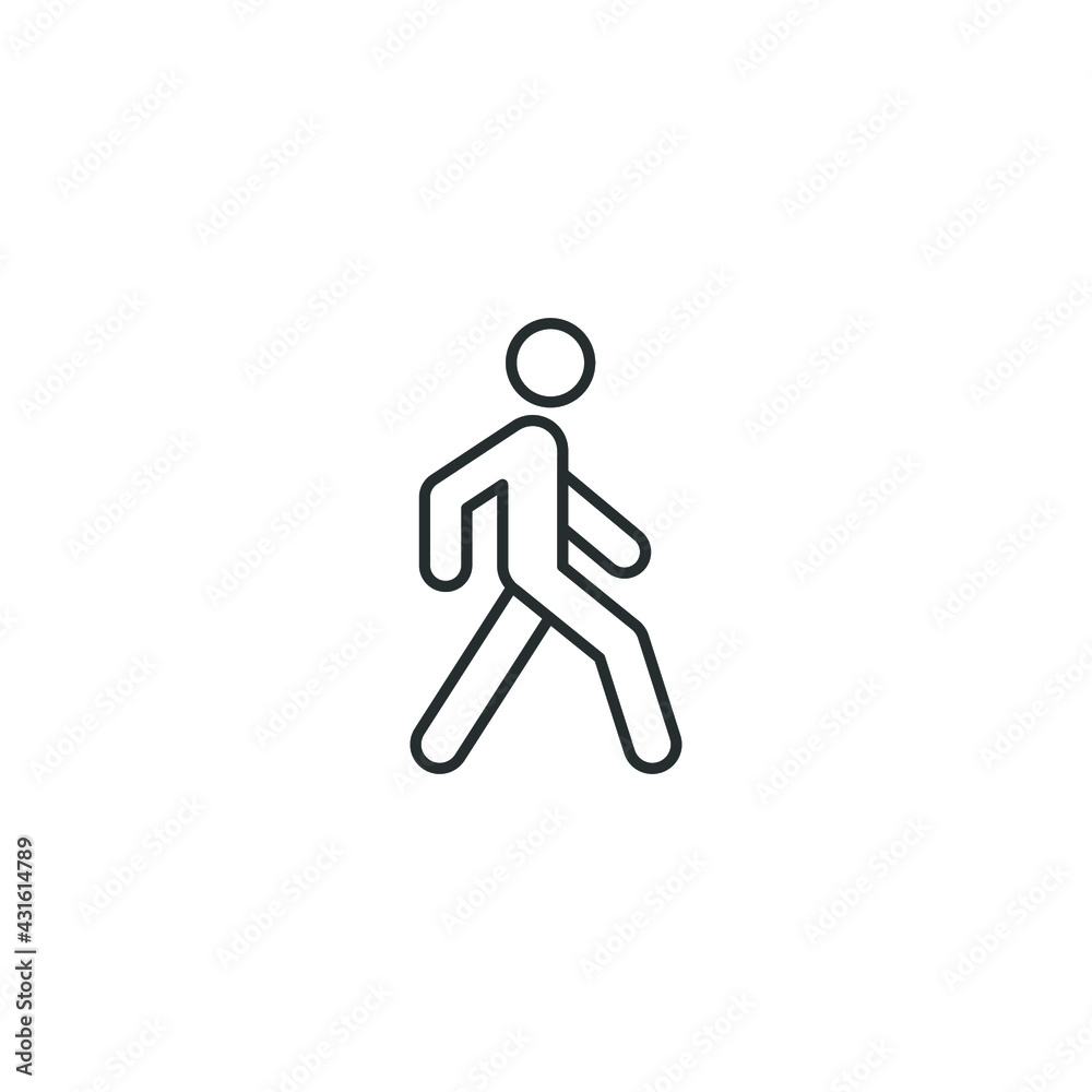 Walk line icon. Simple outline style. Pedestrian, man, pictogram, human, side, walkway concept symbol. Vector illustration isolated on white background. EPS 10. Walk line icon. Simple outline style. Pedestrian, man, pictogram, human, side, walkway concept symbol. Vector illustration isolated on white background. EPS 10.