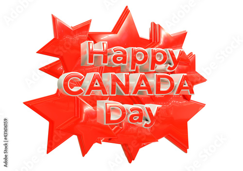 Lettering Happy Canada Day with stars. Festive day celebrated on the 1st of July