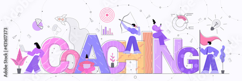 business advise or consultation service training courses coaching concept horizontal full length vector illustration
