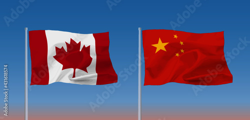 カナダと中国の旗
