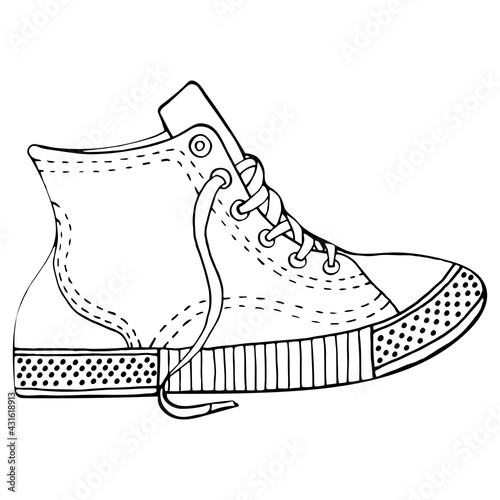 Sports shoes, hand drawn illustration on white background.