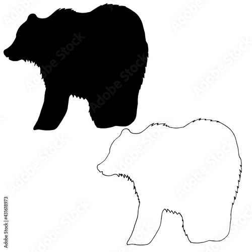 Bear silhouette vector. Vector hand drawn illustration