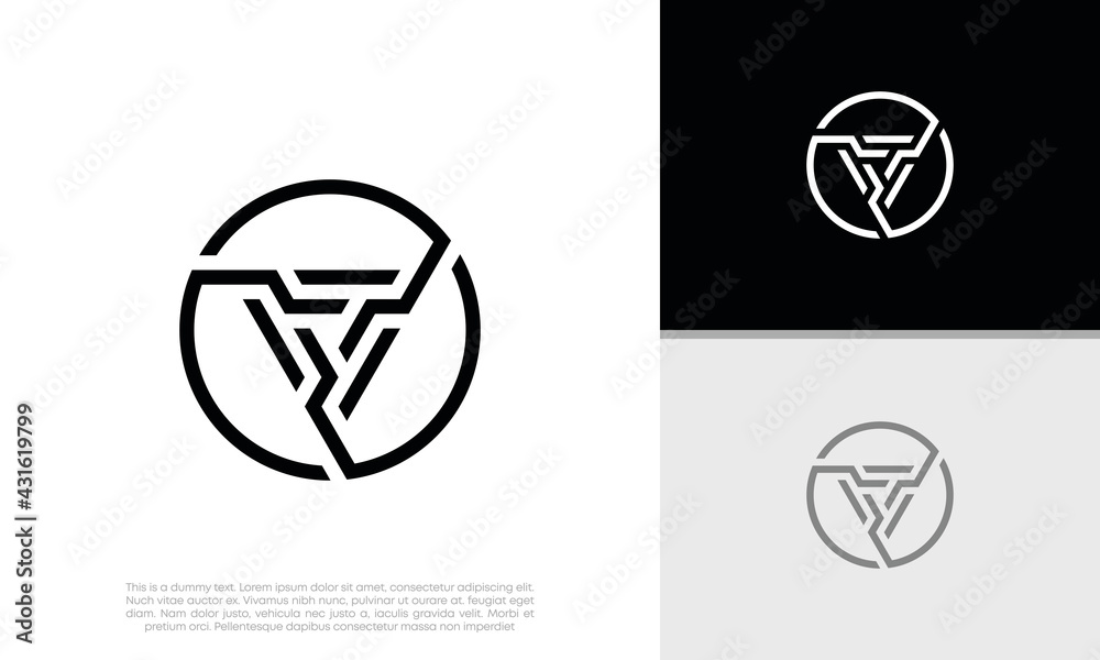 Innovative high tech logo template. Template label for blockchain technology. Initial V logo design. Technology Logo.	