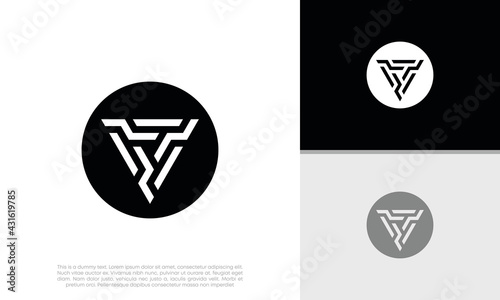 Innovative high tech logo template. Template label for blockchain technology. Initial V logo design. Technology Logo.	