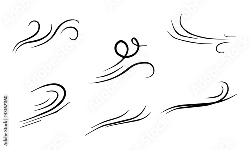 doodle wind  blow, gust design isolated on white background. vector hand drawn illustration