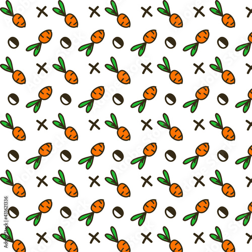 Fototapeta Naklejka Na Ścianę i Meble -  cartoon carrot pattern. seamless vegetable pattern. carrot seamless pattern.