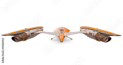 Fototapeta Naklejka Na Ścianę i Meble -  master spaceship in white background top view