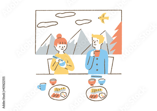 感染防止_横並びで食事