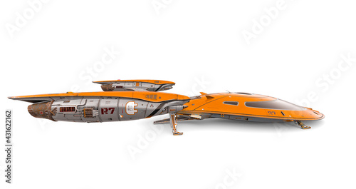 Fototapeta Naklejka Na Ścianę i Meble -  master spaceship in white background front view