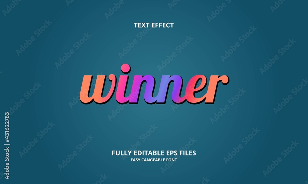 Editable text effect winner title style