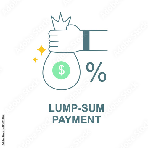 Colored outline icon for lump sum payment.