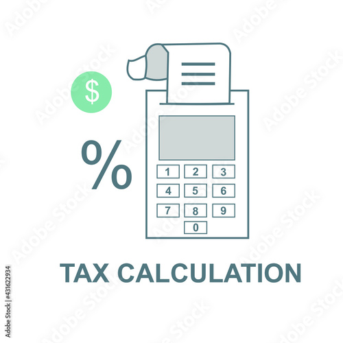 Colored outline icon for tax calculation.