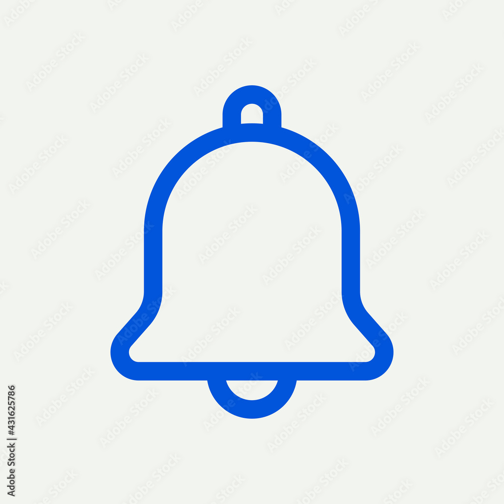 Notification bell icon blue for social media app minimal line