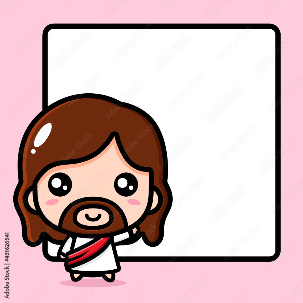 cute jesus cartoon vector design on white paper