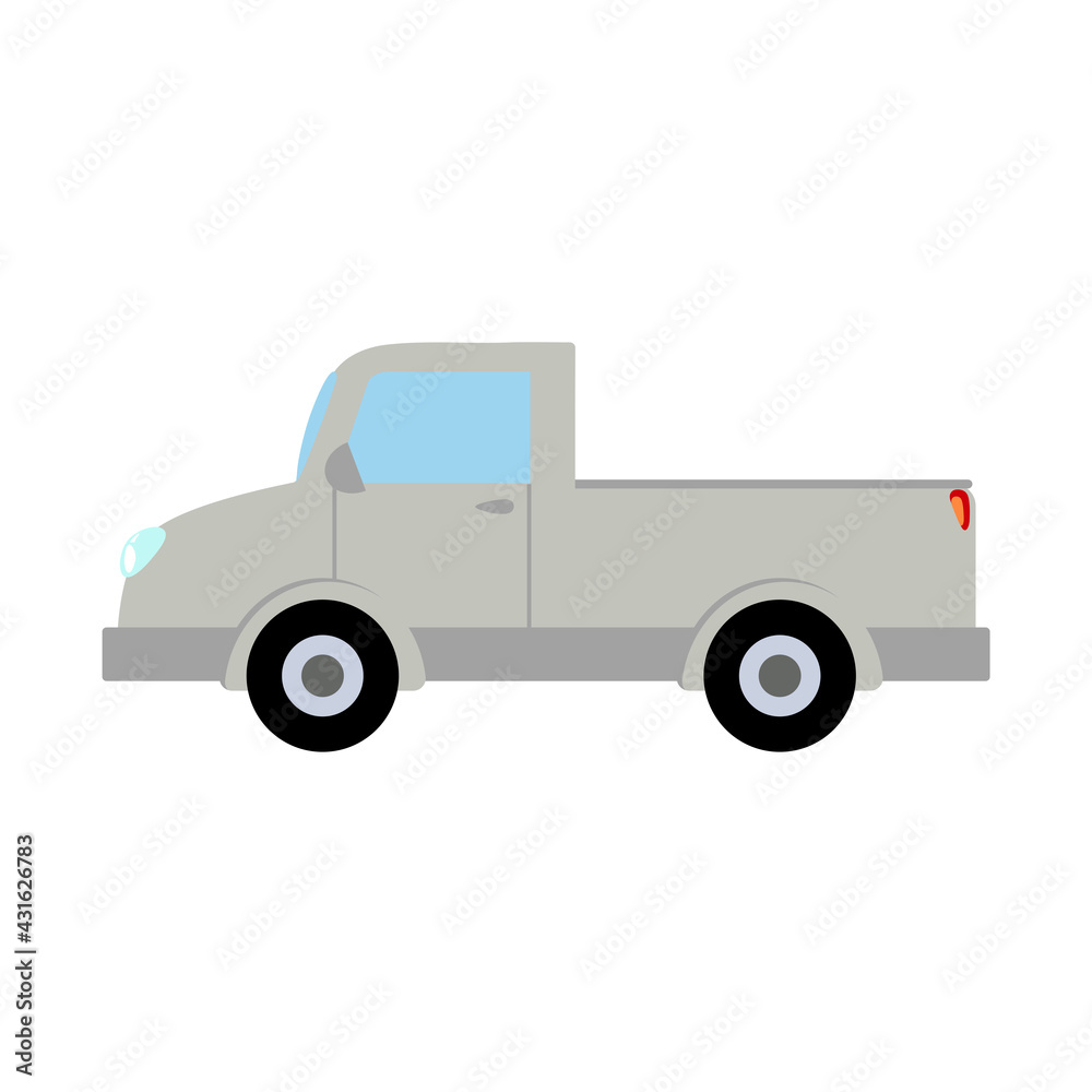 Business sedan, car, cargo truck, farm car, buses cartoon icon vector illustration