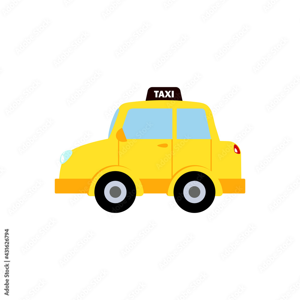Taxi, cartoon taxi Taxi icon, public transport vector illustration.