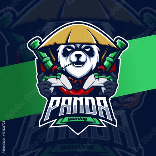 panda gamer mascot esport logo design character for gaming