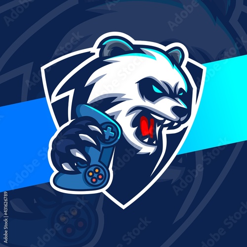 panda gamer mascot esport logo design character for gaming