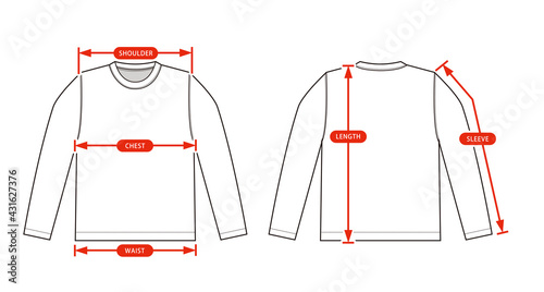 Clothing size chart vector illustration ( Longsleeve shirt )