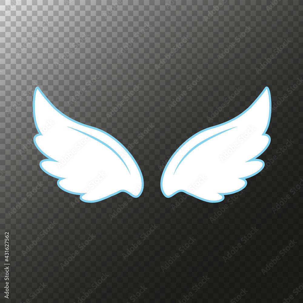 Obraz premium Many kinds of wings cartoon illustration, angel, angel wings, feather wings, angel, goodness.vector illustration and icon.