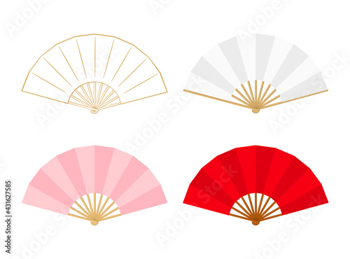 hand fan, folding fan set vector illustration isolated