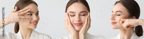 Young woman giving herself ...