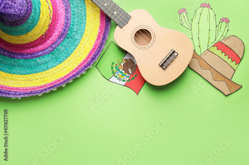 Sombrero hat with guitar an...