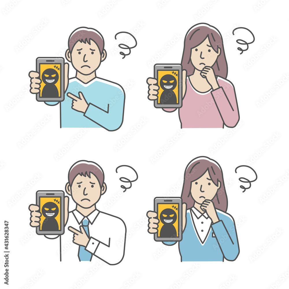 Vector illustration set of people in trouble with phone fraud. Vector illustration set of people in trouble with phone fraud.