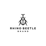 outline rhino beetle logo Vector icon design, Illustration of Japanese male stag beetle insect with horn