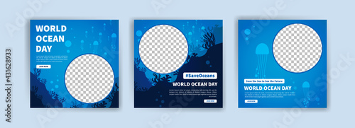 World Ocean Day. Education on the importance of protecting the oceans. Banner vector for social media ads, web ads, business messages, discount flyers and big sale banners.