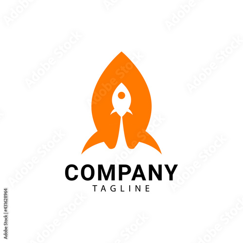 a modern and trendy rocket logo