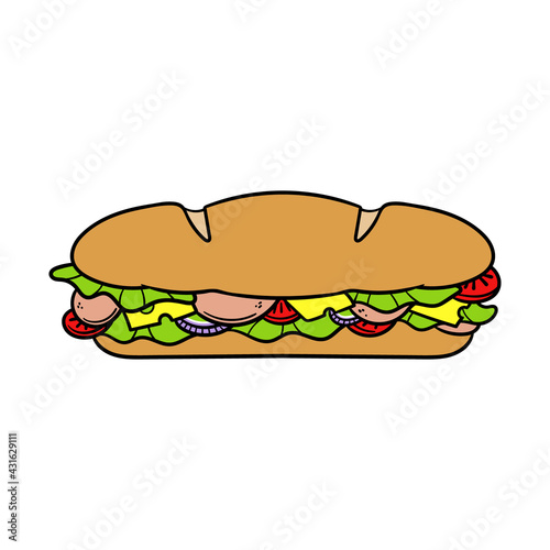 Cartoon Submarine Sandwich Vector Illustration