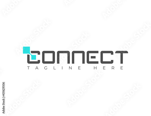 C Letter with Dot Circle Connected as Network Logo Vector