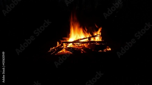 large wood bonfire