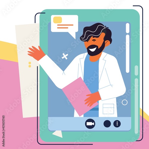 Online doctor consultant flat icons
