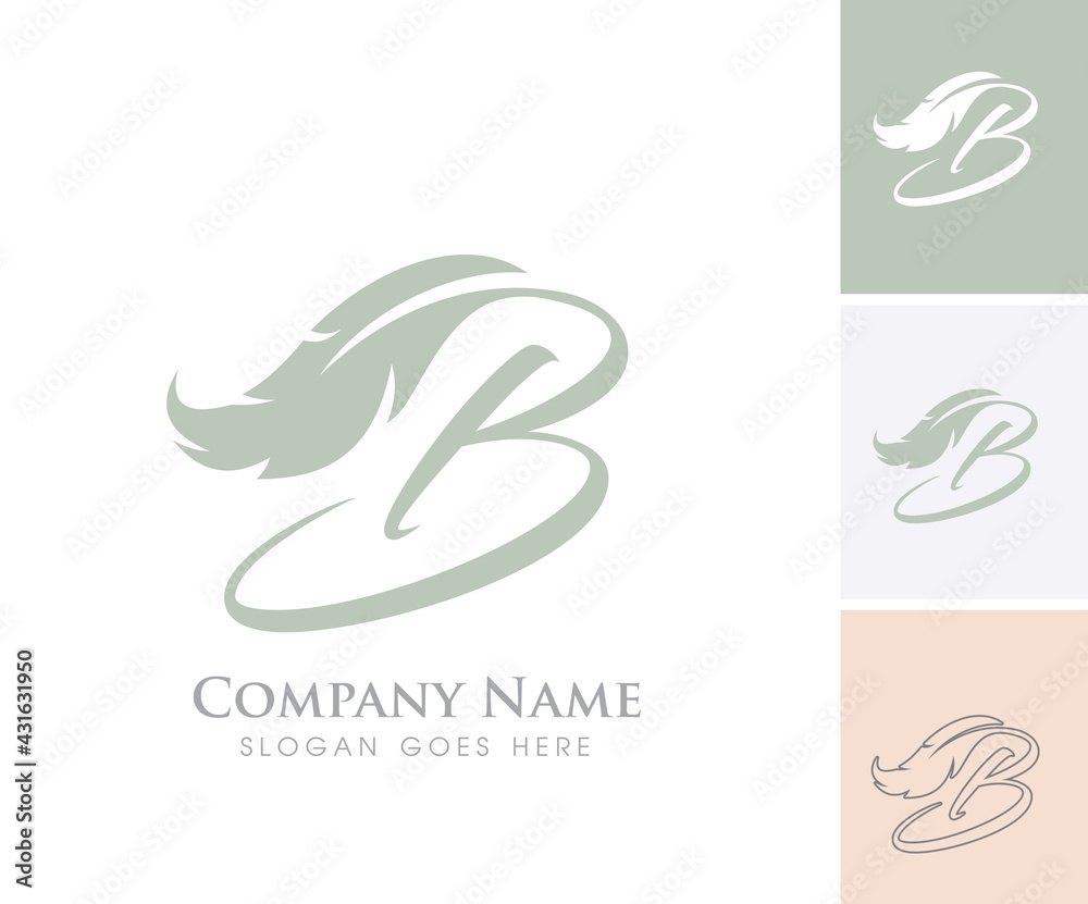 Fototapeta premium A Vector Logo Illustration of Feather Monogram Initial Letter B