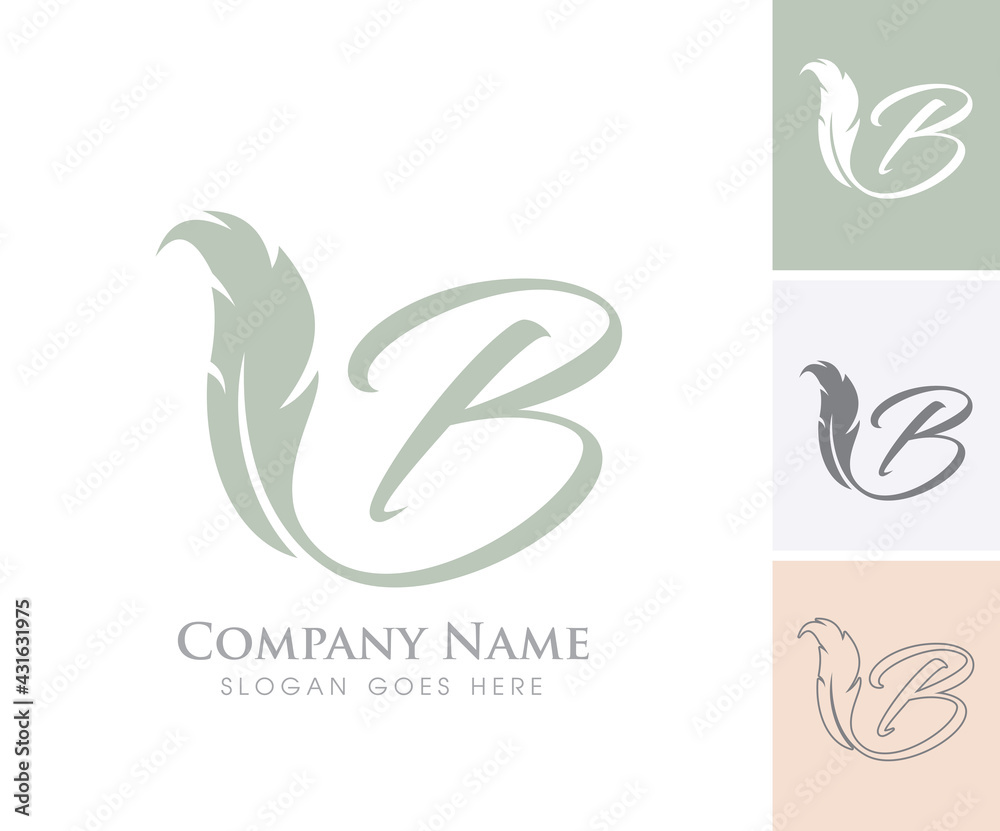 A Vector Logo Illustration of Feather Monogram Initial Letter B A Vector Logo Illustration of Feather Monogram Initial Letter B